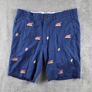 Castaway Nantucket Island Turkey & Football Harbor Navy Chino Shorts Mens 34